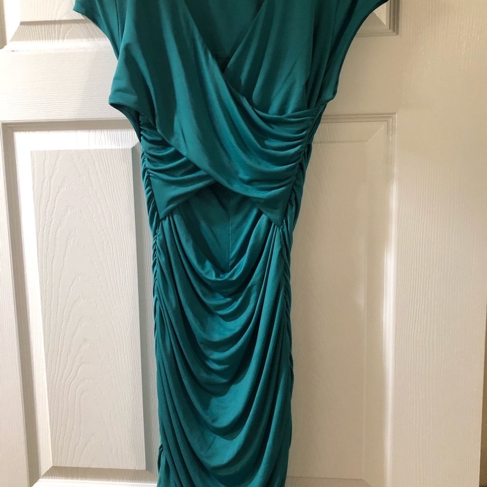 Arden B dress teal with cut outs in front and back